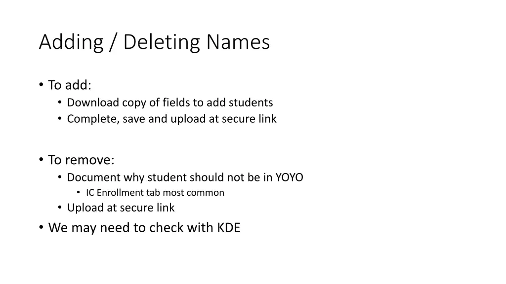 adding deleting names