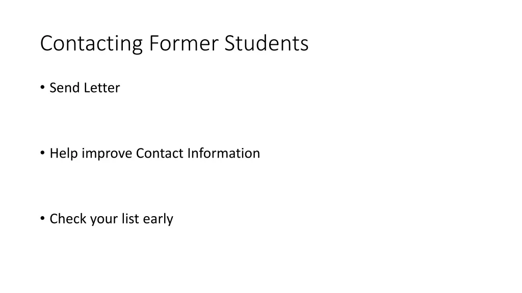 contacting former students