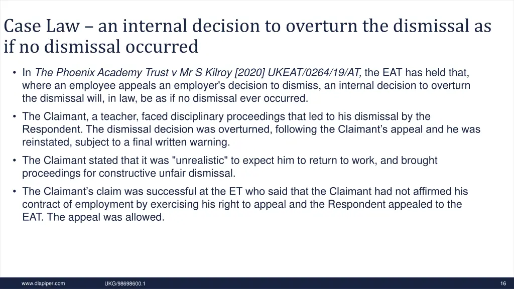 case law an internal decision to overturn