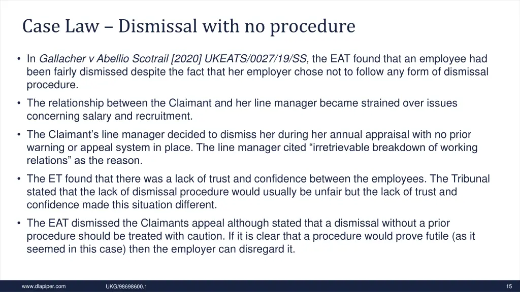 case law dismissal with no procedure