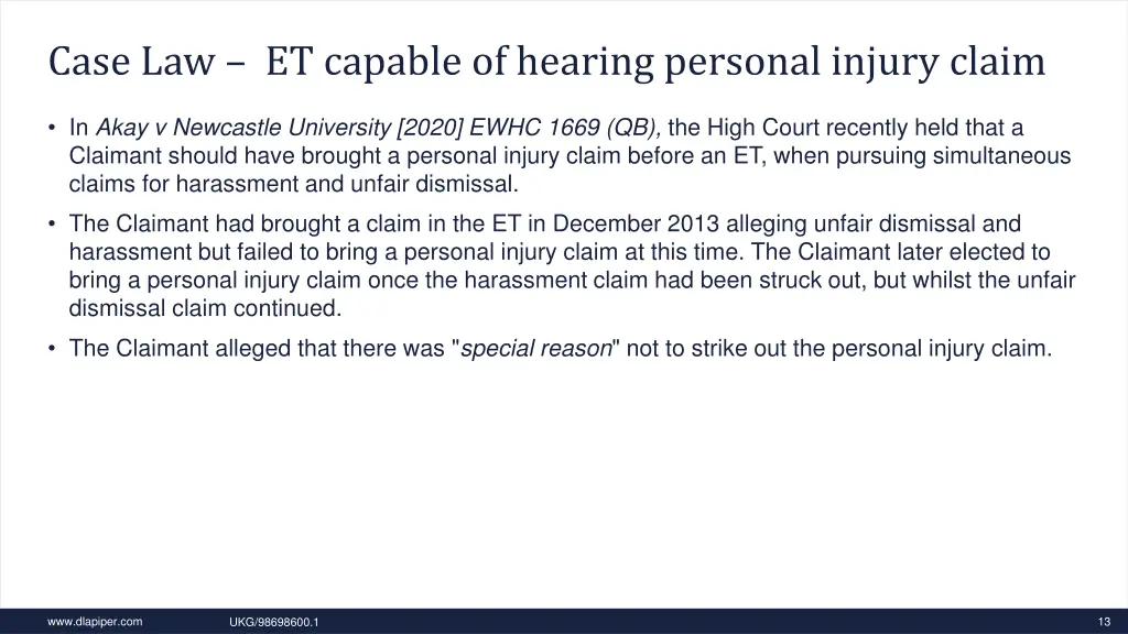 case law et capable of hearing personal injury