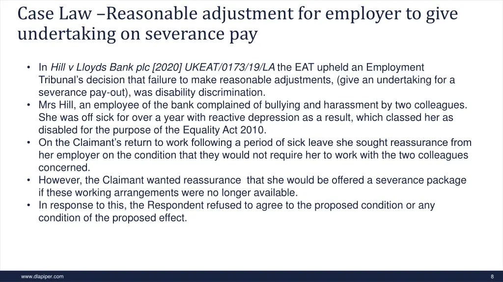 case law reasonable adjustment for employer