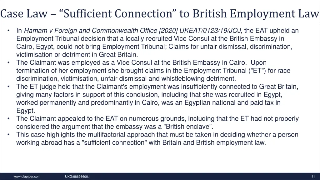 case law sufficient connection to british