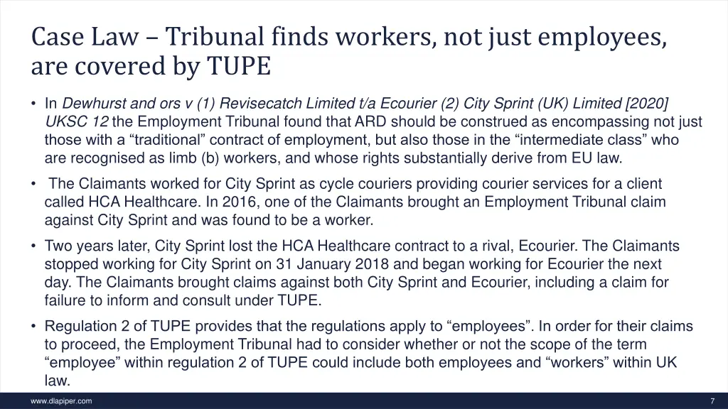 case law tribunal finds workers not just