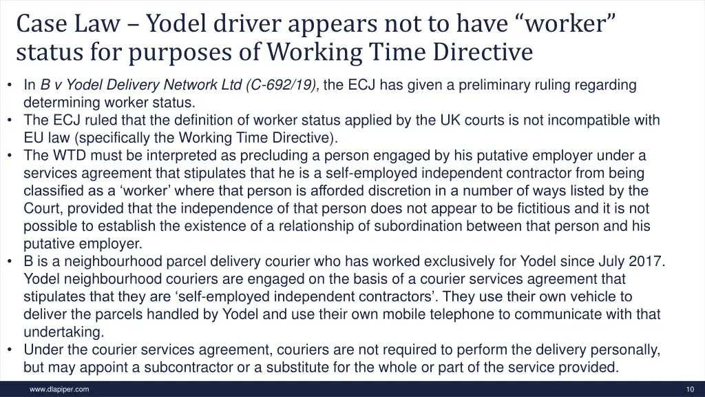 case law yodel driver appears not to have worker