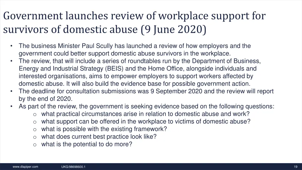 government launches review of workplace support