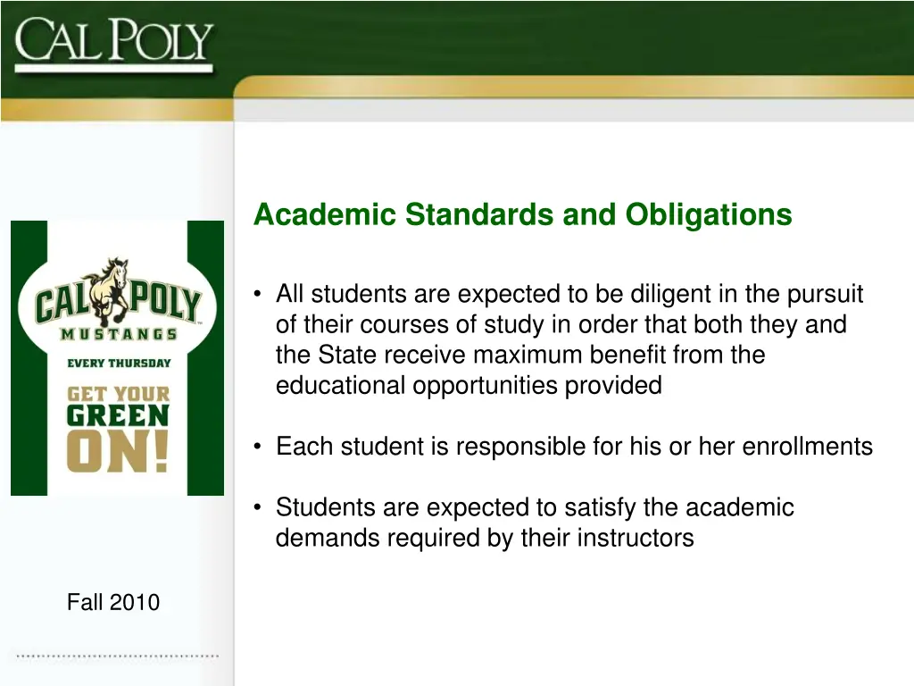 academic standards and obligations