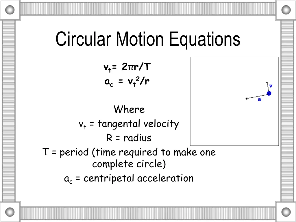 circular motion equations