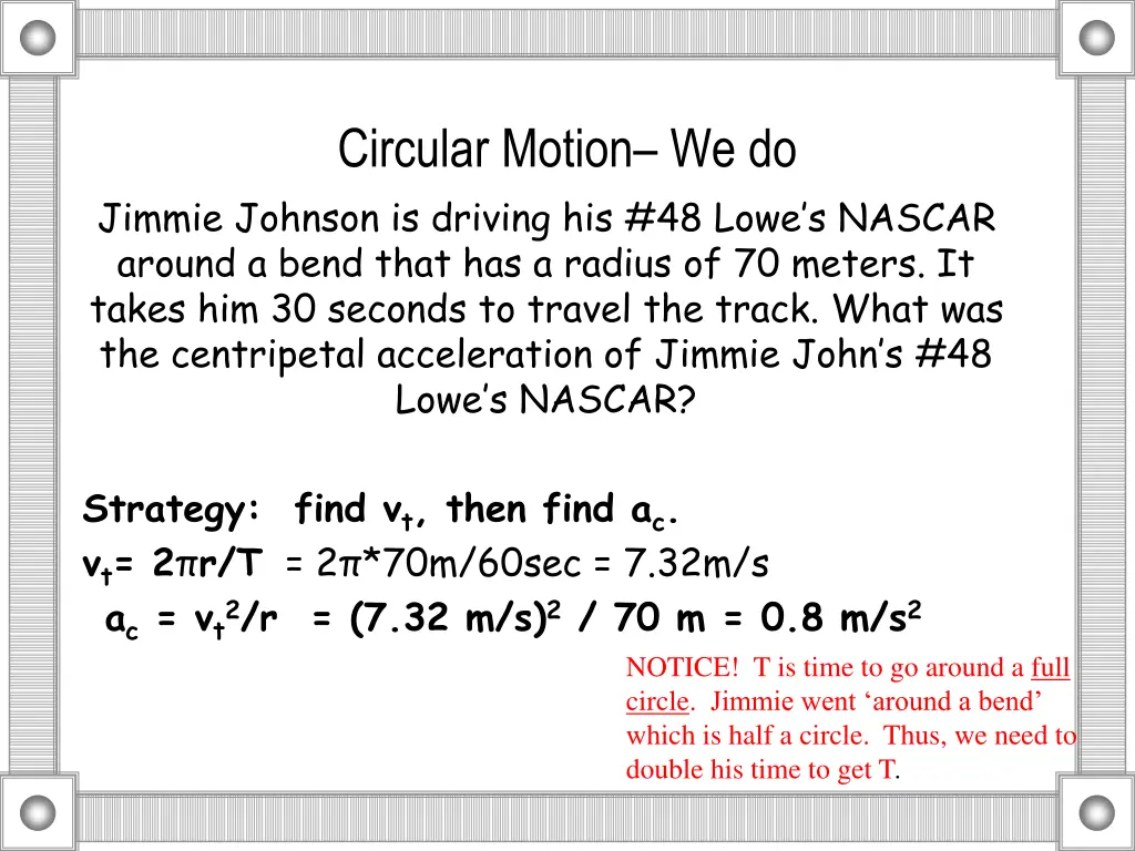 circular motion we do 1