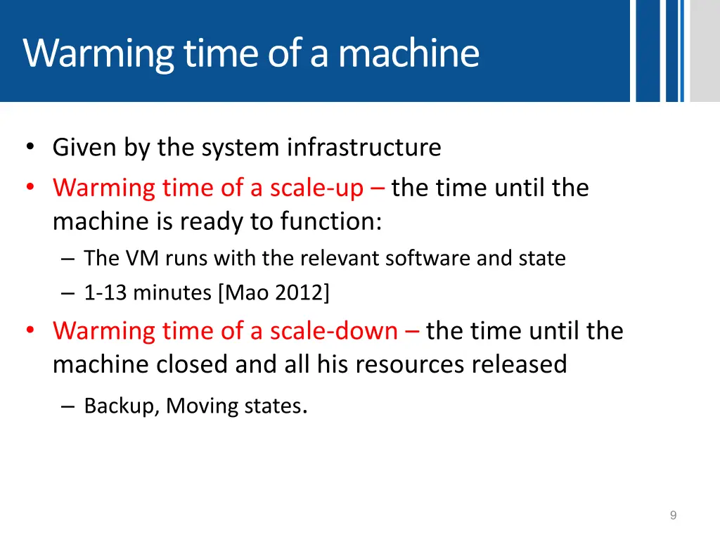 warming time of a machine