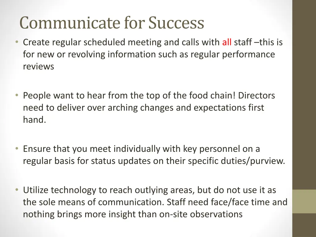 communicate for success create regular scheduled