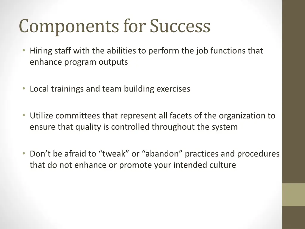 components for success