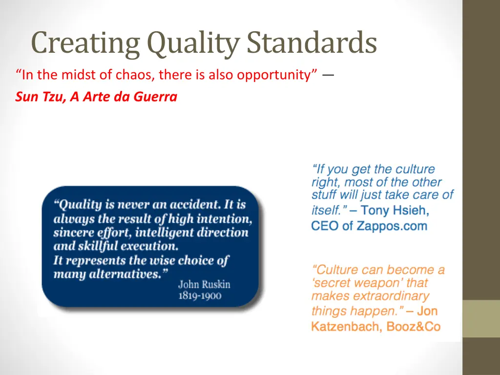 creating quality standards