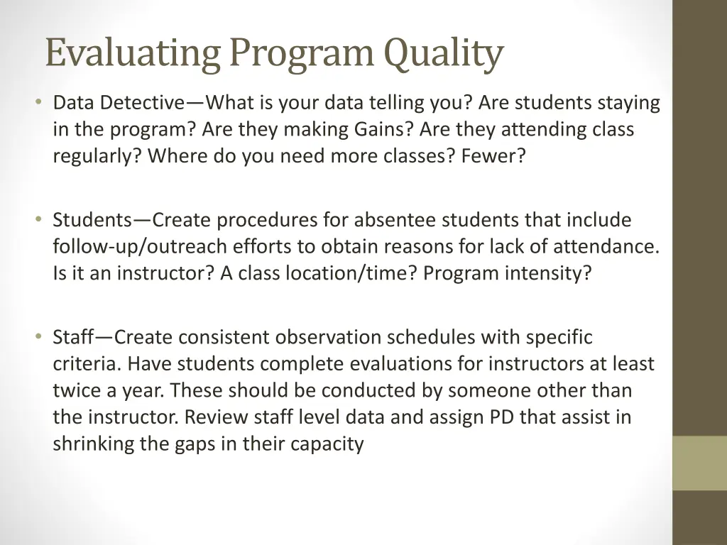 evaluating program quality