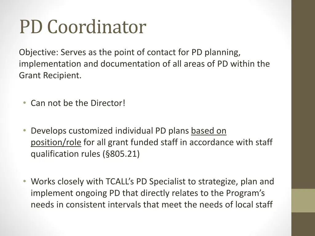 pd coordinator