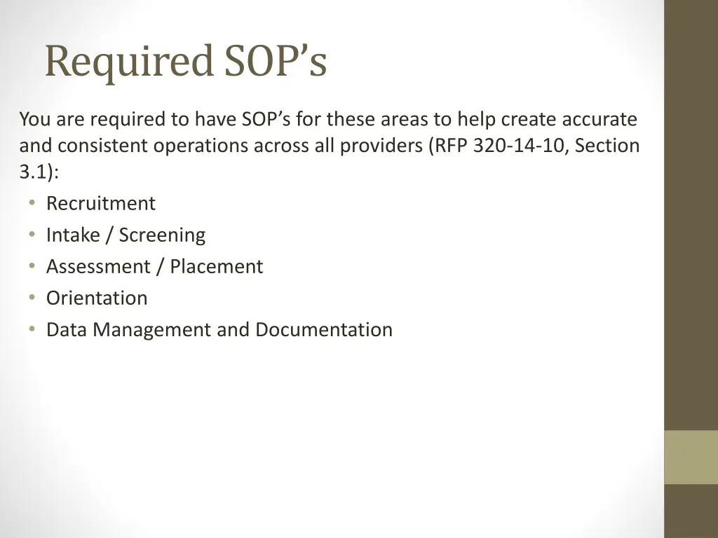 required sop s