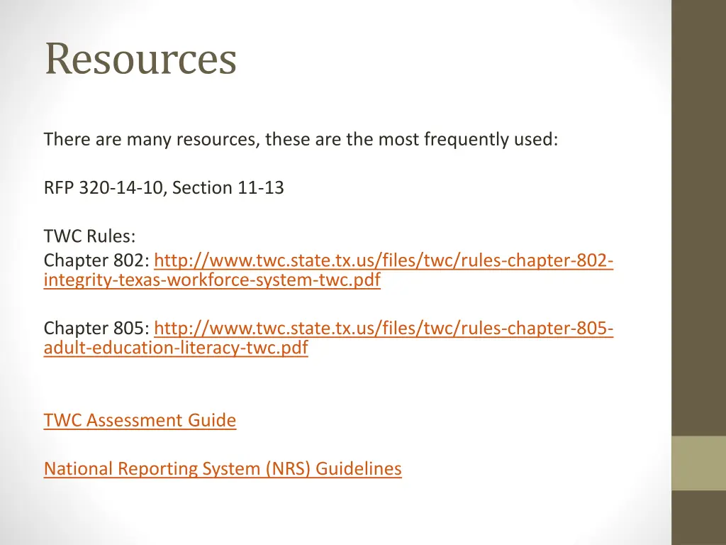 resources