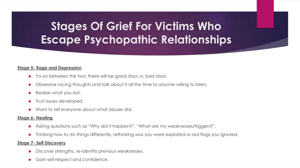 stages of grief for victims who escape 1