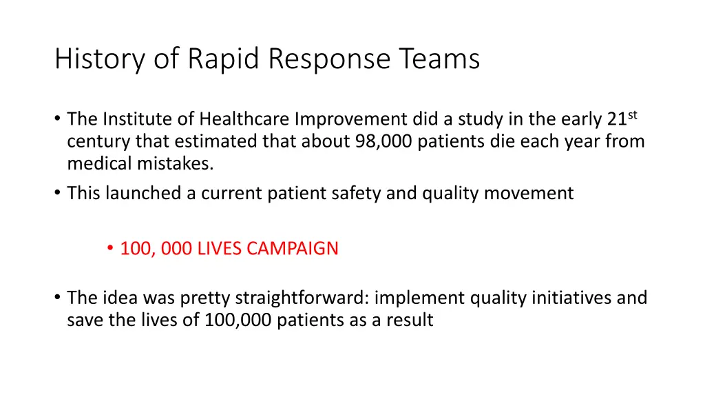 history of rapid response teams