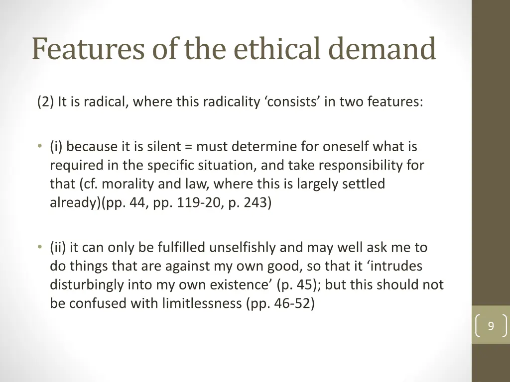 features of the ethical demand 1