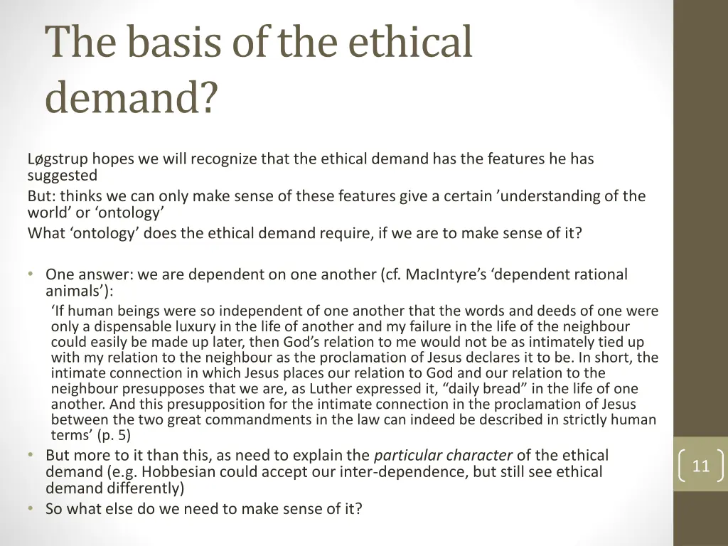 the basis of the ethical demand