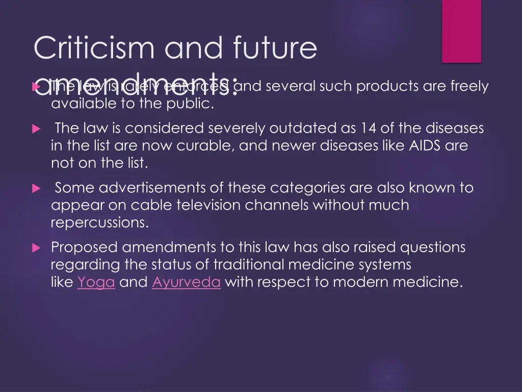 criticism and future amendments available