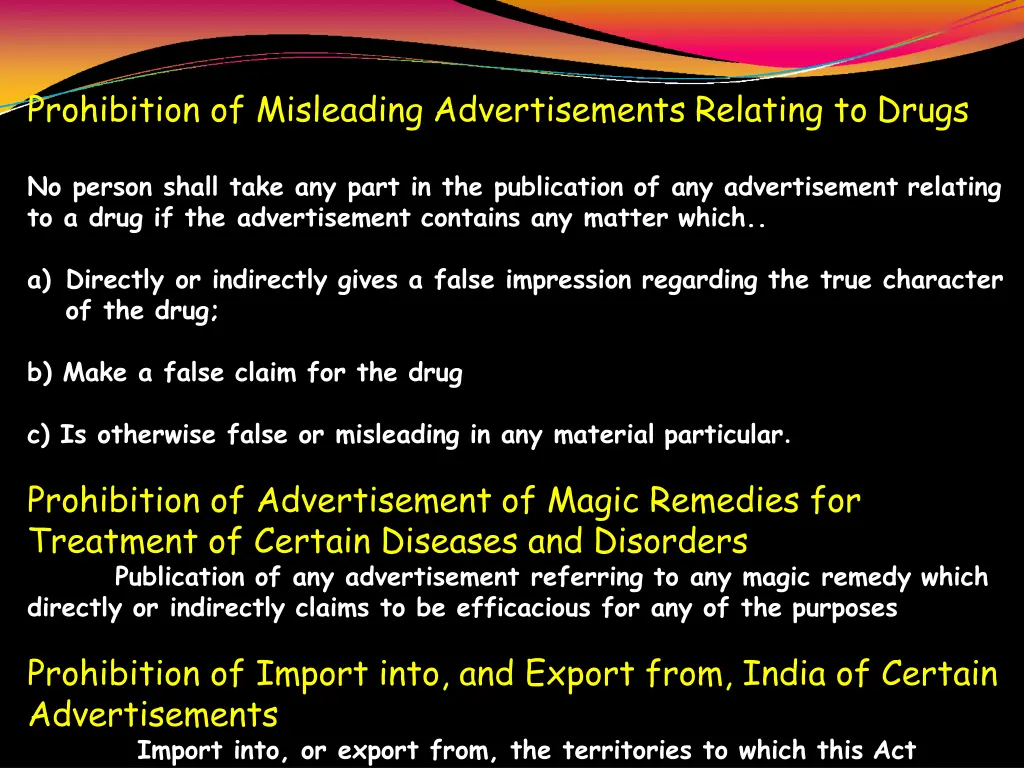 prohibition of misleading advertisements relating