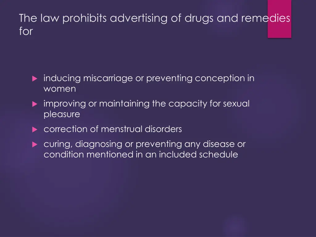 the law prohibits advertising of drugs