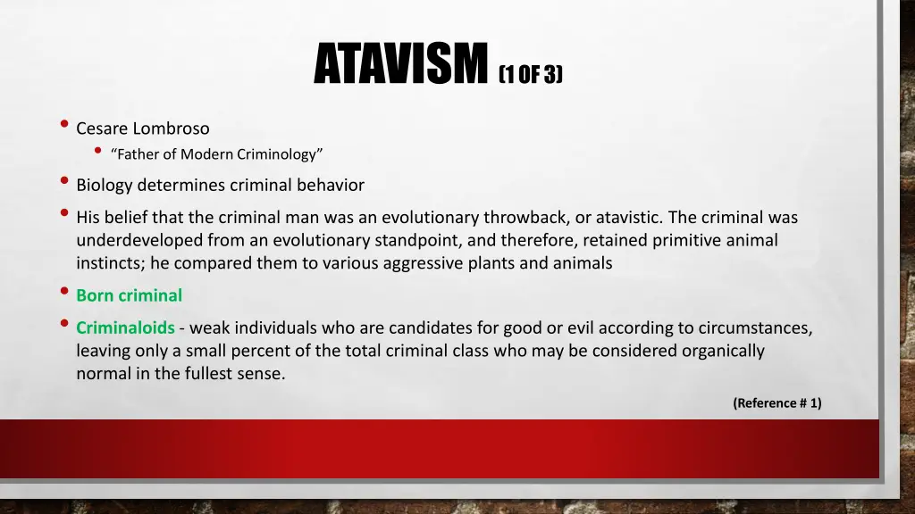 atavism 1 of 3