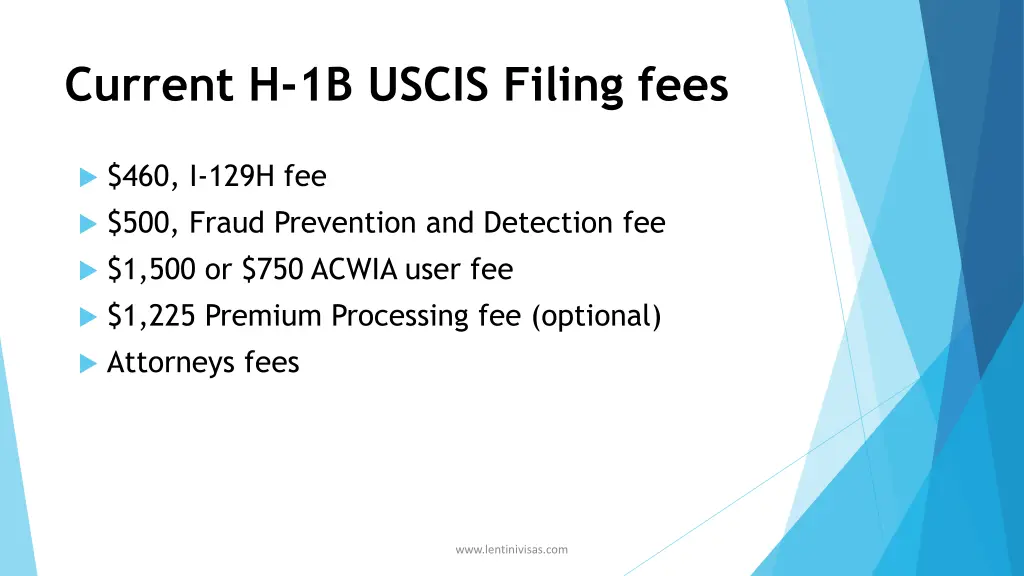 current h 1b uscis filing fees