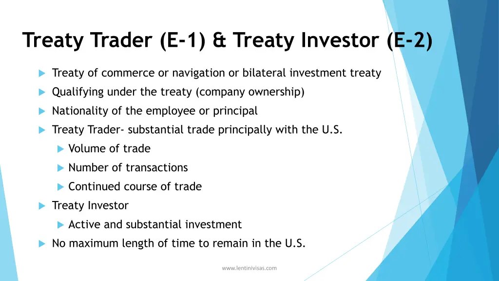 treaty trader e 1 treaty investor e 2