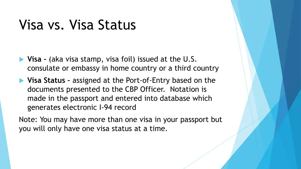 visa vs visa status