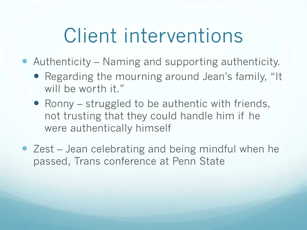 client interventions