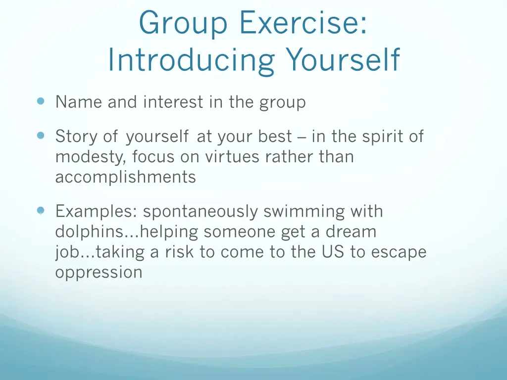 group exercise introducing yourself