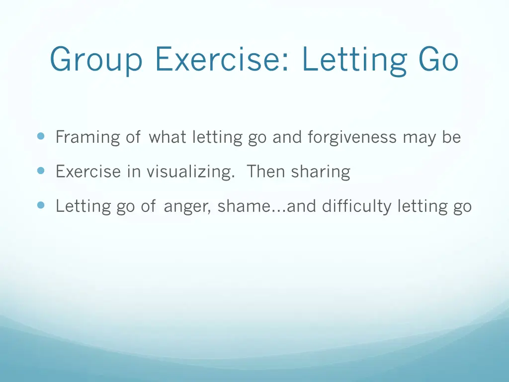 group exercise letting go