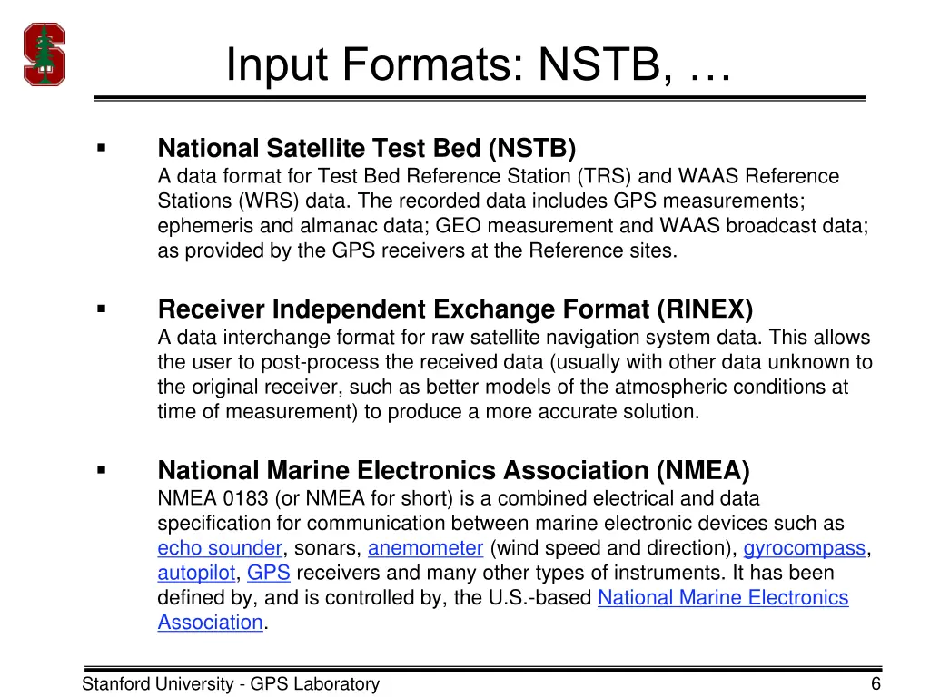 input formats nstb