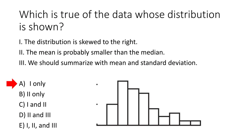 which is true of the data whose distribution