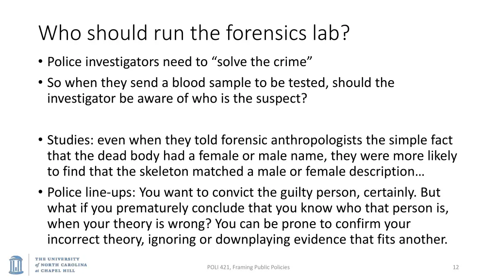 who should run the forensics lab