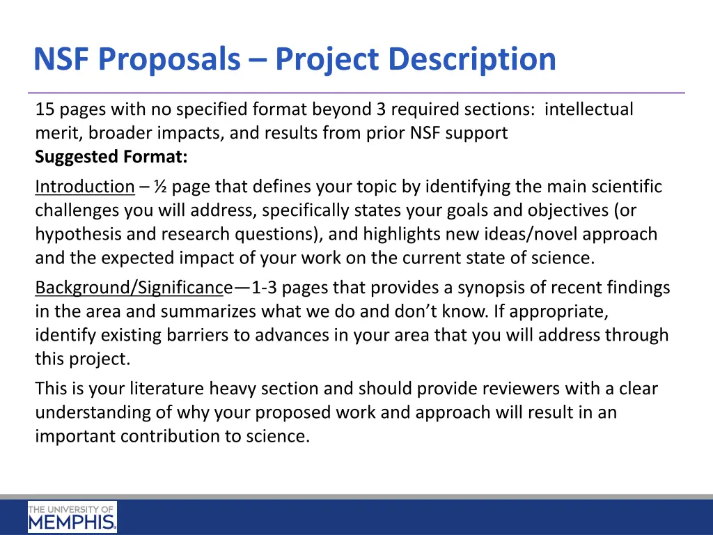 nsf proposals project description