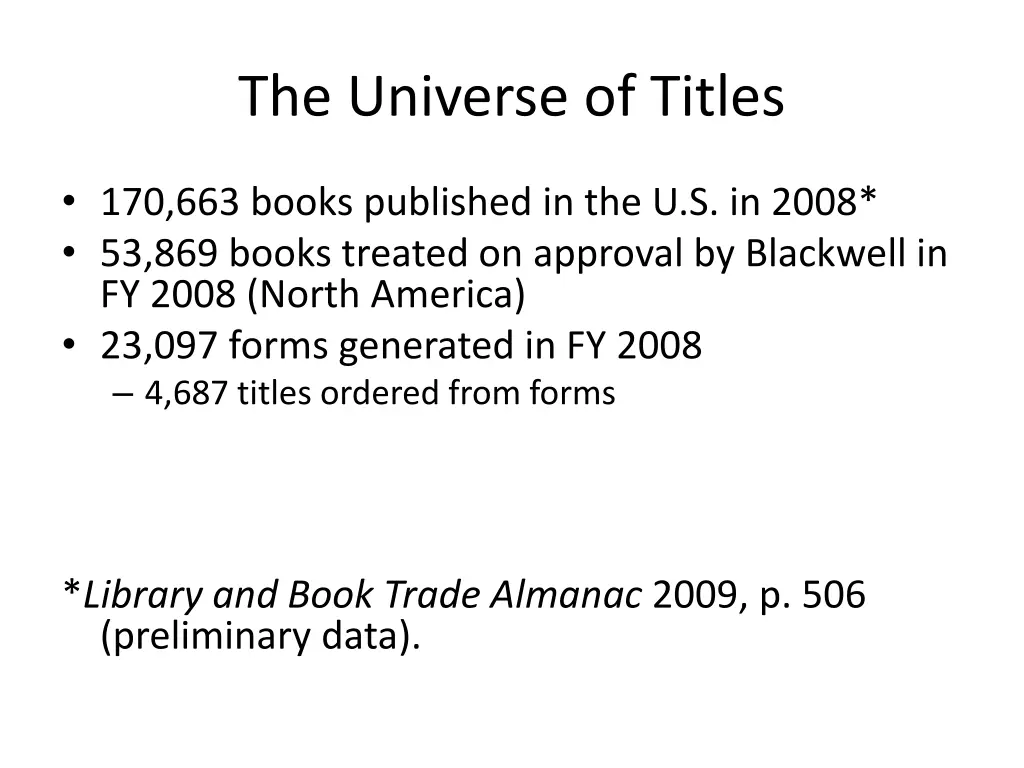 the universe of titles