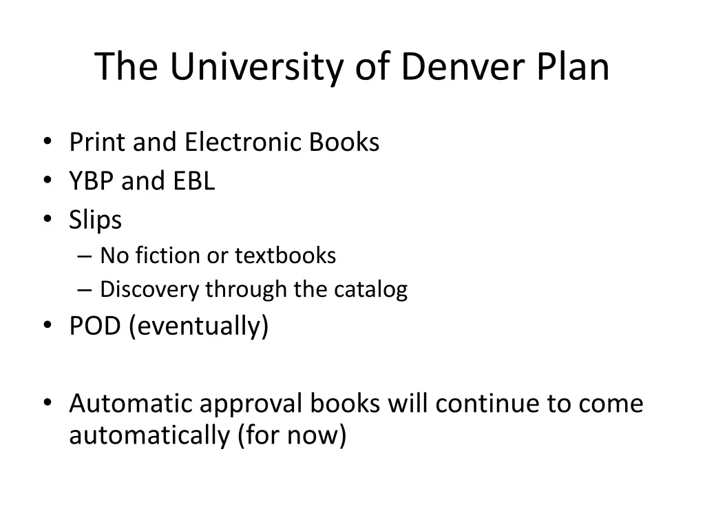 the university of denver plan