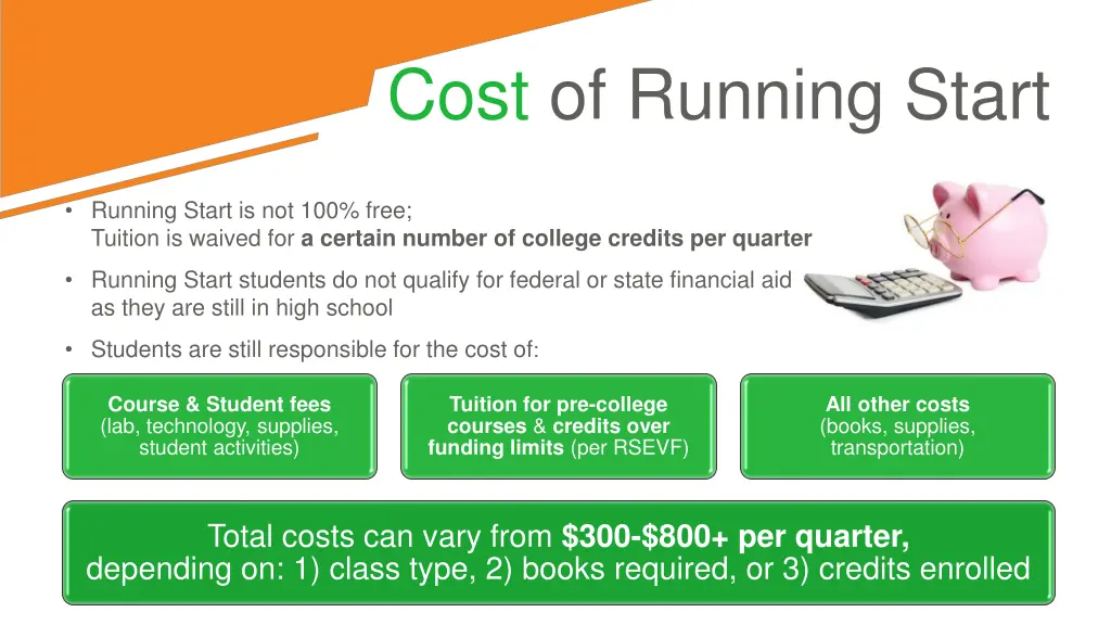cost of running start