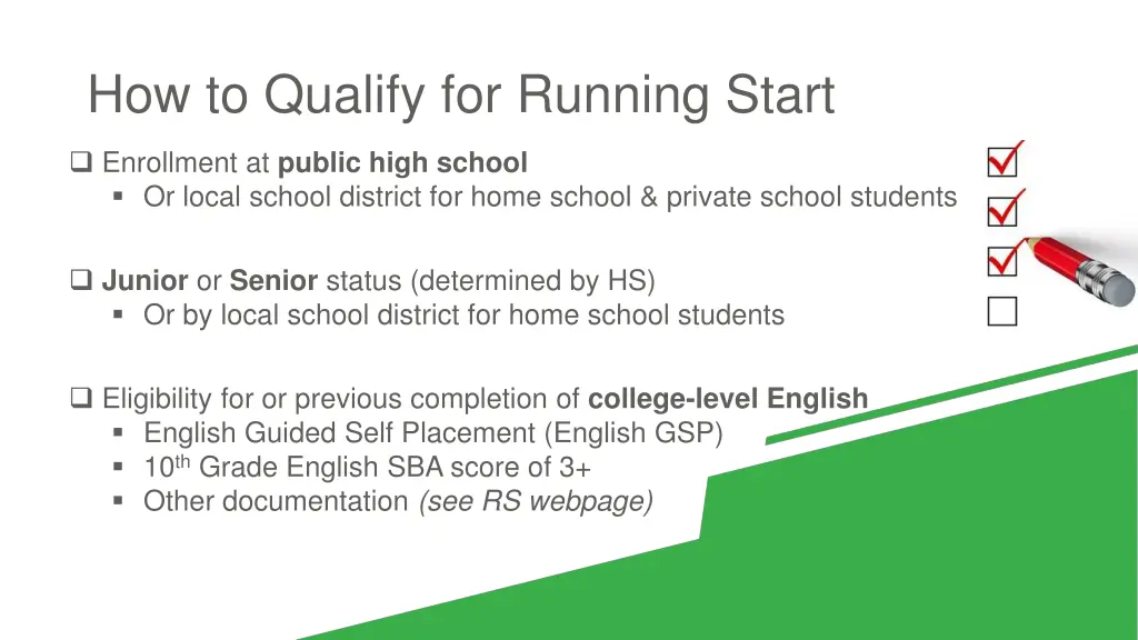 how to qualify for running start