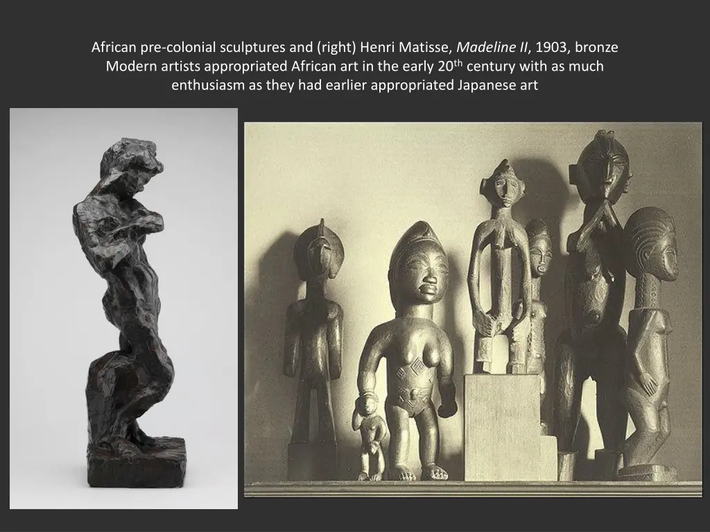 african pre colonial sculptures and right henri