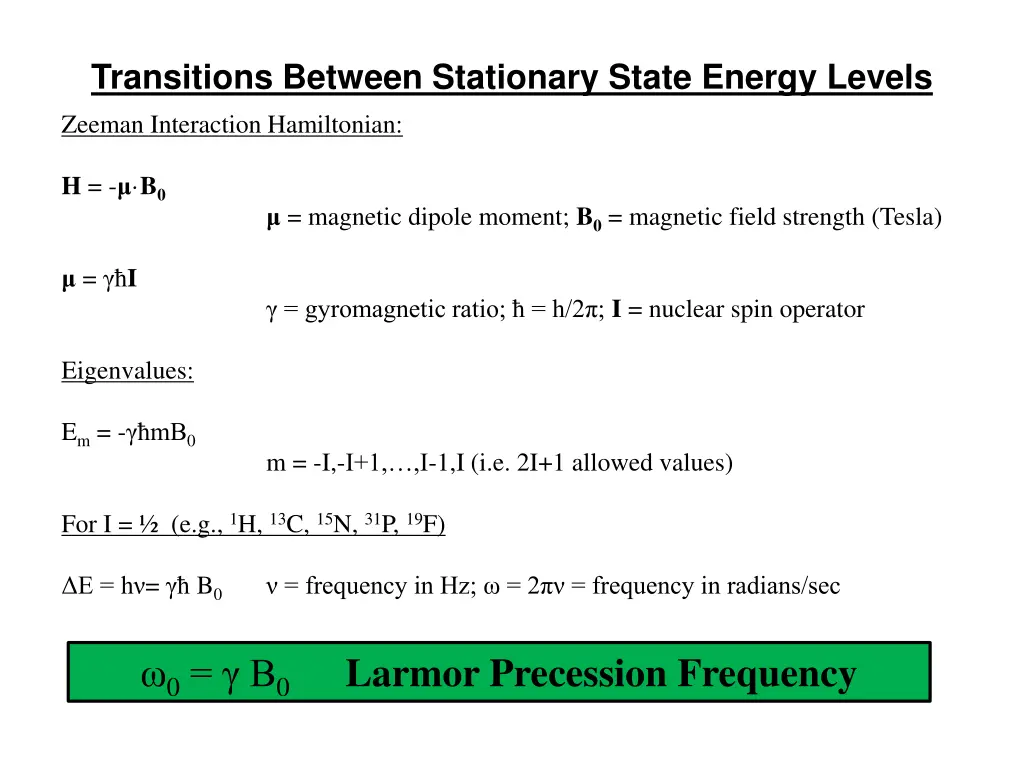 transitions between stationary state energy