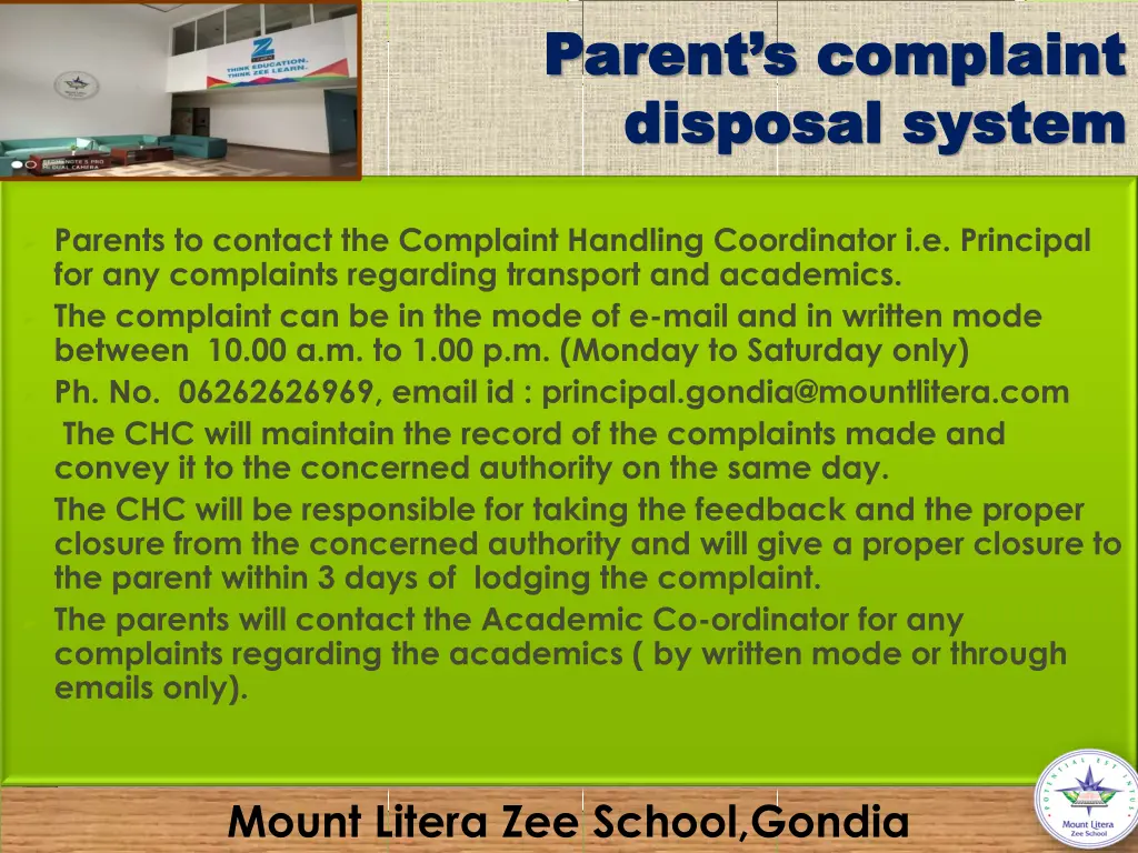 parent s complaint parent s complaint disposal