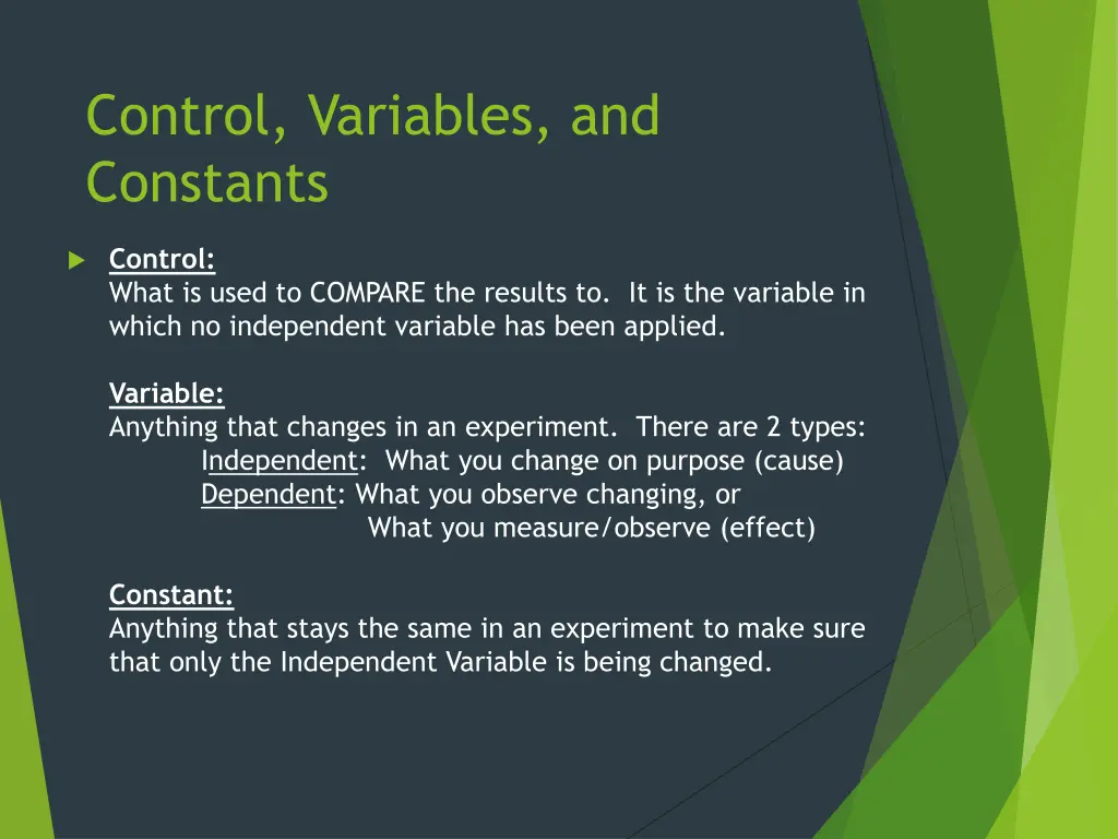 control variables and constants