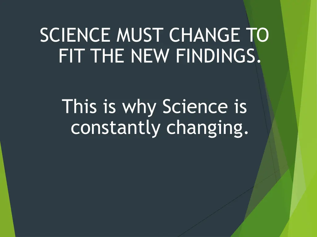 science must change to fit the new findings