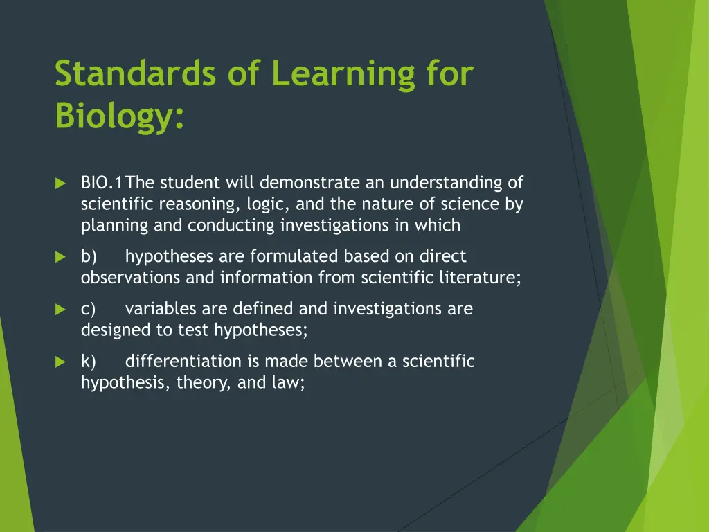 standards of learning for biology