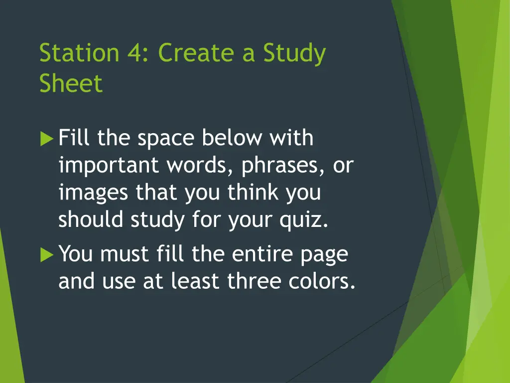 station 4 create a study sheet